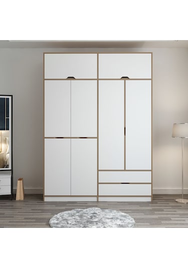 Elina 4 Kapaklı Yüklüklü Dolap - Dore/beyaz Beyaz