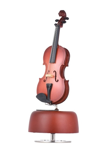 Springsun Klasik Kurmalı Keman Müzik Kutusu Döner Müzikal Taban Enstrümanı Minyatür Replika Sanat Eşyası Hediye A