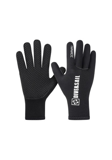 3mm Dalış Eldivenleri Kalınlaştırılmış Sıcak Kaymaz Kurtarma Eldivenleri Yelken Sörf Dalış Ekipmanı Eldivenleri Siyah L