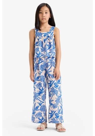 DeFacto Kız Çocuk 2'li Takım Keten Görünümlü Desenli Kolsuz Bluz Pantolon E6610A825HSER134