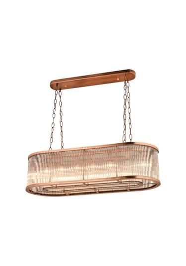 Lampaluce Albinia Özel Çubuk Taşlı Salon Sarkıt Avizesi Yemek Masası Üzeri Bakır 16'lı 60x100cm Bakır