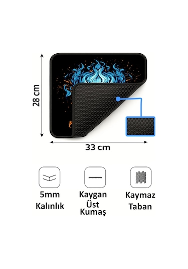 Kurukafa Fury Tasarımlı 33x28 Cm Mousepad Kaymaz Taban Rahat Konforlu Mouse Pad