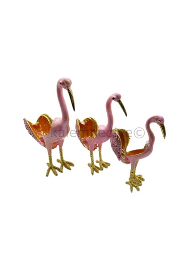 Swarovski Taşlı Flamingo Ailesi - Gizli Hazneli Masaüstü Hediyeli