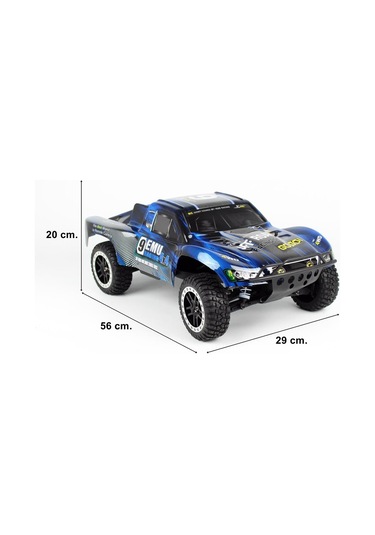 Remo 1022 1/10 Ölçek, 4wd Off Road Short Course 9emu Fırçalı Çift Motorlu, Mavi Kaportalı, Rc Model Araç