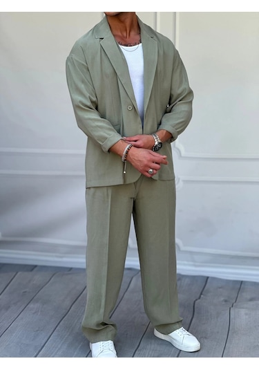 Modefendi Marino Tam Yazlık Extra Oversize %100 Keten Takım Bej