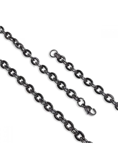 Erkek Mariner Çelik Kolye 1,6mm X 6mm 9188 Siyah