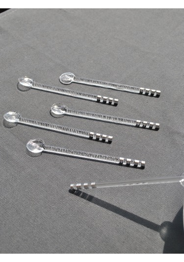 6'lı Gümüş Simli Cam Çay Kaşığı