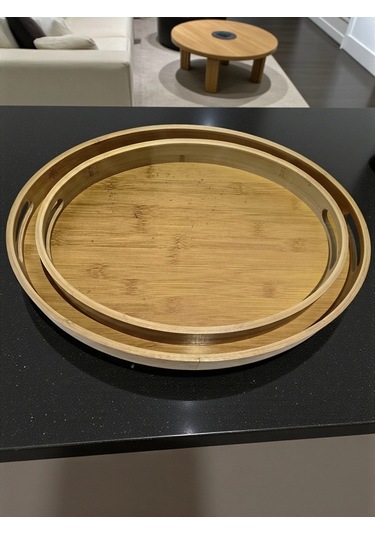 Mybru Oval Bambu Tepsi 2'li Set Ahşap