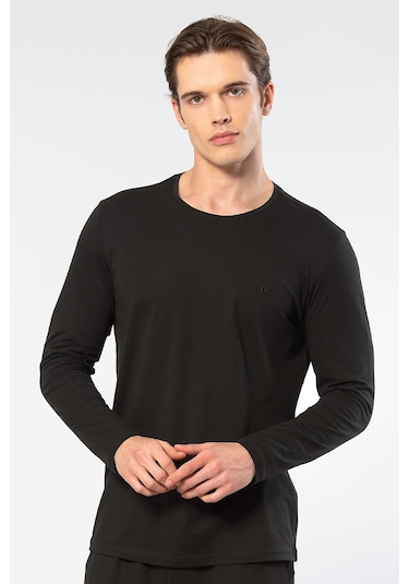 Cacharel Erkek Modal Pamuk Bisiklet Yaka T-shirt 2242/siyah Siyah
