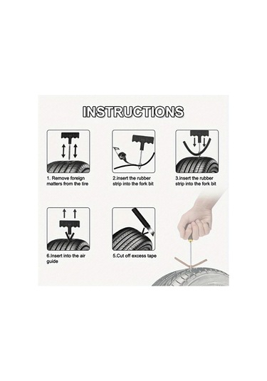 Fastbuy Turcoshop11 Araç Ve Motosiklet İçin Komple Lastik Tamir Seti - Sarı Set 23 Delik Onarım Yedek Takımı