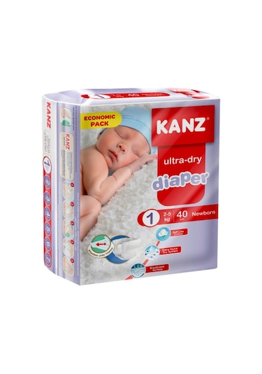 Kanz Ultra-Dry Diaper Yenidoğan Bebek Bezi 1 Numara Ekonomik Paket 40 Adet