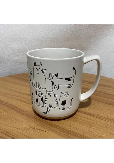 450 Ml Yaratıcı El-boyalı Seramik Kupa Vintage Karikatür Hayvan Beyaz