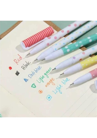 Puantiyeli 6'lı Tükenmez Kalem Seti Mavi