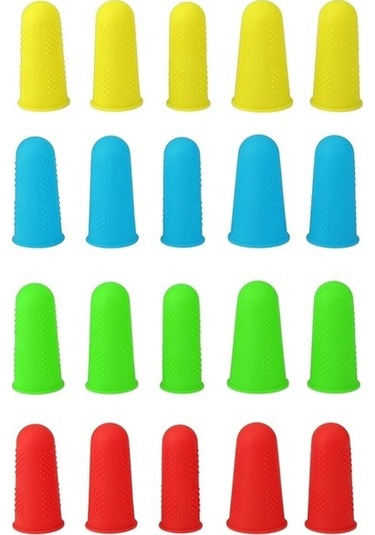 Venturemart Kırmızı Stil 3 Parça Kaymaz Sıcak Tutkal Tabancası Parmak Kapakları Silikon Parmak Koruyu