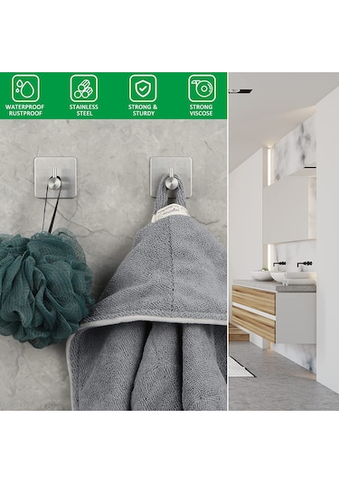 Zift Unique 2 Adet Paslanmaz Çelik Krom Banyo/Bornoz/Havlu Askısı Krom