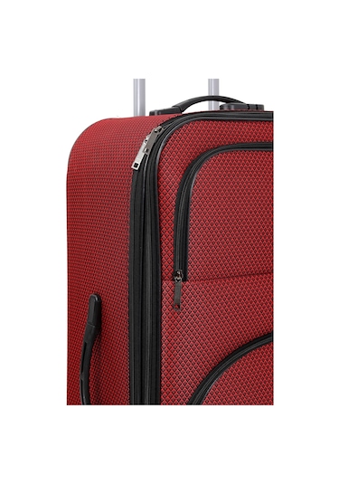 Oleets 8 Tekerli Su Geçirmez Kumaş Büyük Boy Valiz Bordo