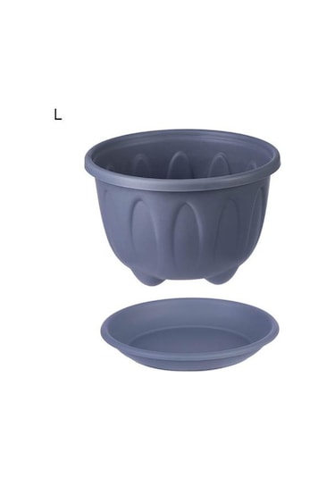 Gri Saksı Avlu İçin Yararlı Hafif Yuvarlak Plastik Bahçe Ekici Yüksek Kaliteli Güzel L