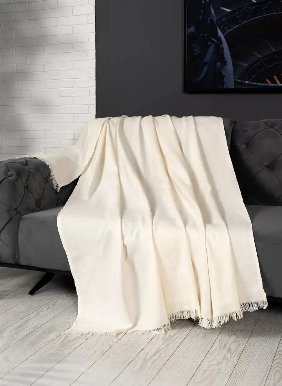 Alinda Pamuklu Kaymaz Terletmez Koltuk Örtüsü 170x230 - Naturel Krem Natural Krem