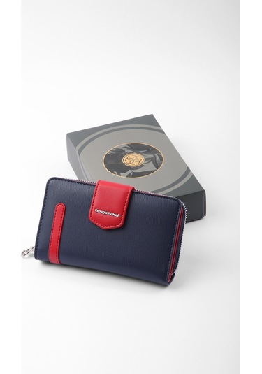 Cengiz Pakel 65256M Kadın Orta Boy Cüzdan Lacivert Kırmızı Lacivert