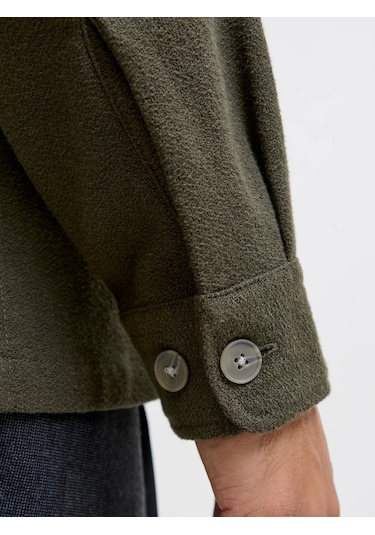Jack & Jones Jack&jones Jprrayle Melange Solid L/s Erkek Gömlek 12286840 Haki