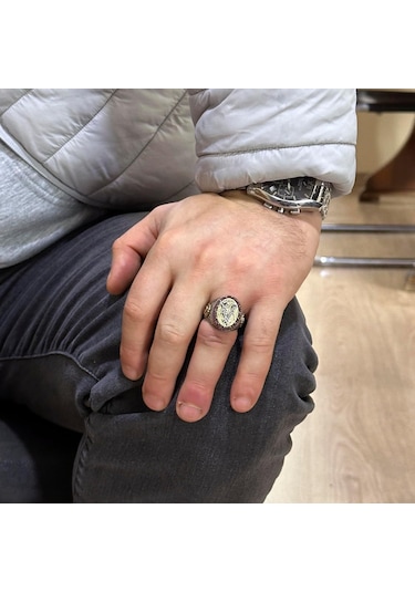 925 Ayar Katı Gümüş Yüzük - Monogram Kişiselleştirilmiş Harf Yüzüğü - Özel El Yapımı Gümüş Erkek Yüzüğü Gümüş