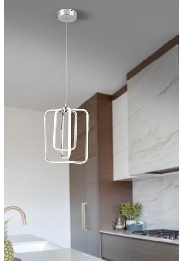 Kare 3lü Krom Kumandalı Ve Dimerli Beyaz, Sarı, Gün Işığı Ledli Plafonyer Avize Sb-ld-608 Krom