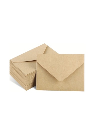 Trendooze 100 Adet Mini Pencereli Davetiye Zarfı - Beyaz Kraft Kağıdı Kendinden Yapışkanlı Düğün Takvimi