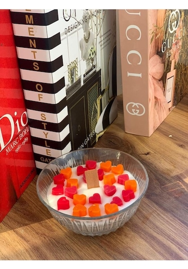 Ersu Store Renkli Minik Kalpli Kokulu Dekoratif Cam Mum