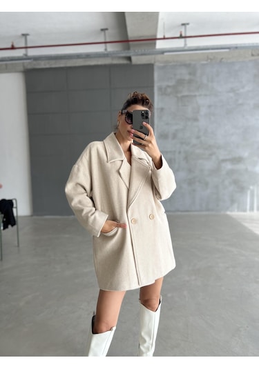 Taş 1. Sınıf Kalite Balık Sırtı Oversize Kaşe Kaban Taş