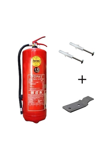 Tüpaş Yangın Tüpü 6 KG + Askı Aparatı+ Dübel Vida 3'lü Set
