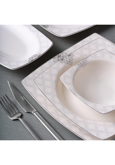 Güral Porselen Caroline 54 Parça 12 Kişilik Yemek Takımı - 5993 Bej