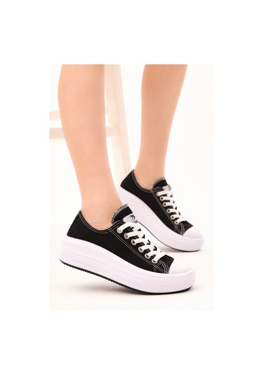 Tonny Black Kadın Siyah Rahat Kalıp Kalın Tabanlı Spor Ayakkabı
