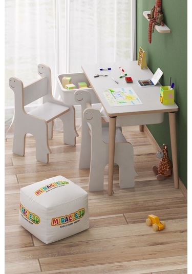 Miracle 3d Çocuk Çalışma Masası - Aktivite Masası Beyaz