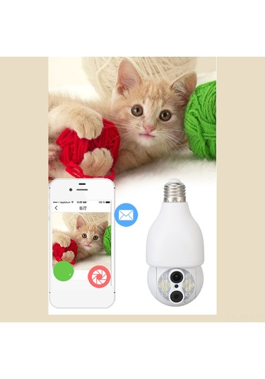 Qingmipy Güvenlik Kameralı Ampul 1080p Çift Lensli Full Hd Gece Görüşü İki Yönlü Konuşma Wifi İzleme Ac110-240v