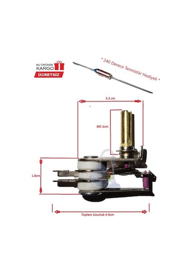 Korkmaz Tost Makinesi Termostatı ,Mil 2 Cm ,+Termistör Sigorta Uyumlu