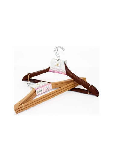 Ahşap Görünümlü Plastik Elbise Askısı 3 Lü Royaleks-ak439 Çok Renkli