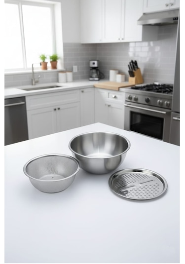 Emsan Steel Çok Amaçlı Süzgeç 3 Parça Çelik