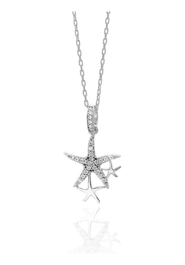 Deniz Yıldızı Model Zirkon Taşlı Gümüş Hayalet Kolye 201020599