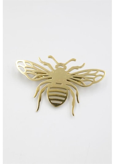 Çelik Arı Broş - Altın Gümüş Rengi
