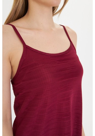 Gülkurusu Kadın Askılı Piliseli Elbise Bordo