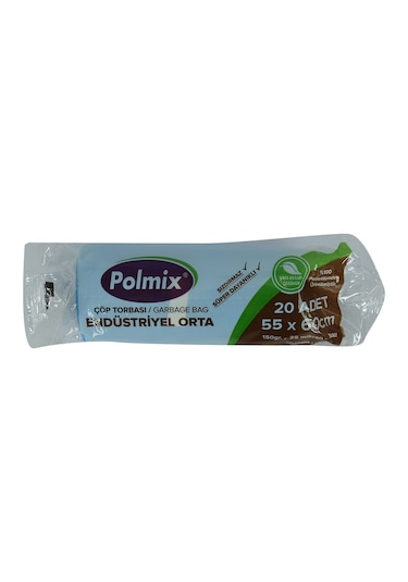 Polmix Çöp Torbası Orta Boy Mavi 20'li 55 x 60 CM 150 G