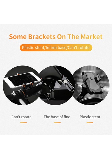 Vkemall Alüminyum Çelik Bisiklet-motosiklet Telefon Tutucu, 4.5-6.8 İnç İçin El Tutucu Tipi, Siyah, 30mm'den Az Çap Uyumlu Siyah