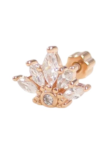 Taç Gümüş Tragus Pıercıng - Rose Bakır Beyaz