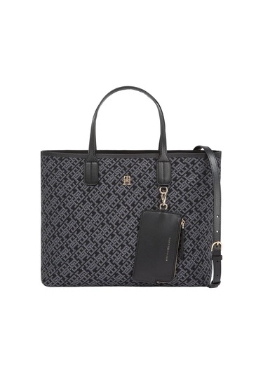 Th Icon Satchel Jacquard Kadın Siyah Çanta-10333 Black