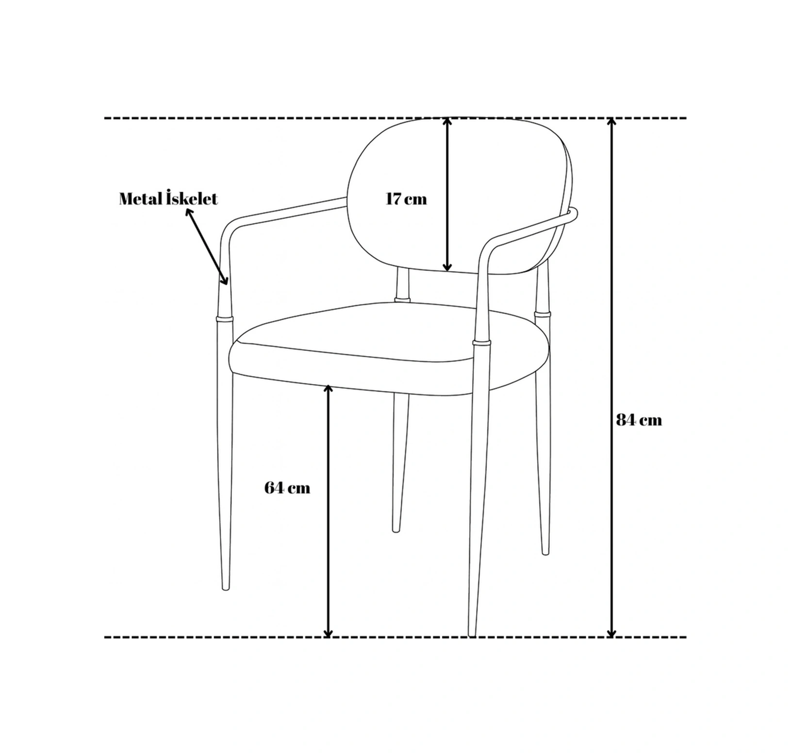 Dengema Umay S81 Kollu Sandalye 2 Adet Sandalye Set, Krem Kumaş, Gold - Siyah Ayak Krem - Gold - Siyah