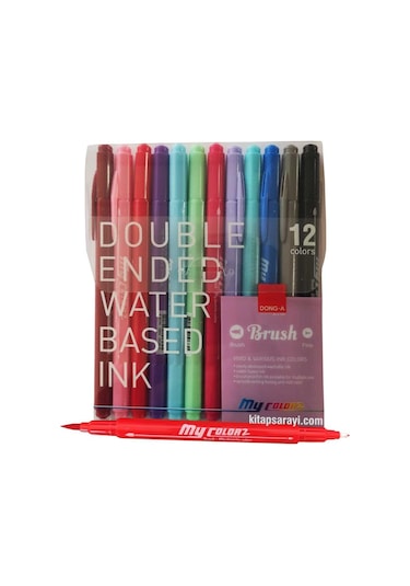 Dong-A My Color Çift Taraflı Fırça Uçlu Keçeli Kalem 12 Renk