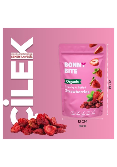 Bonny Bite Kurutulmuş Çıtır Çilek Atıştırmalığı 18 G