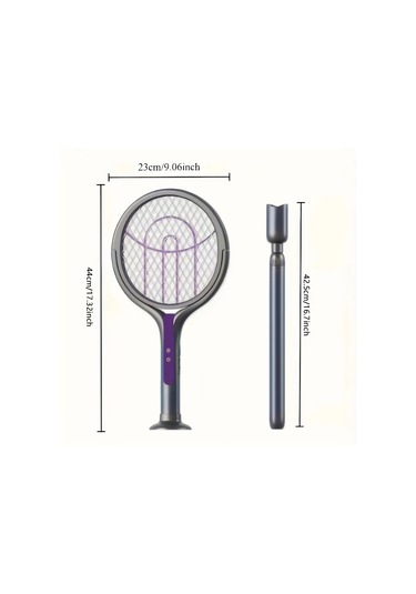 Boatshop1 2 İn 1 Elektrikli Sivrisinek Racket Yükseltilmiş Versiyon Teleskopik Çubuk 180 Derece Döner Baş Şarj Edilebilir 1200mah