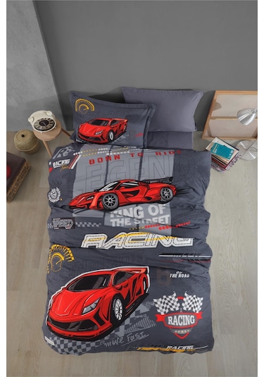 Clasy Racing Team Mavi %100 Pamuk Tek Kişilik Nevresim Takımı Mavi