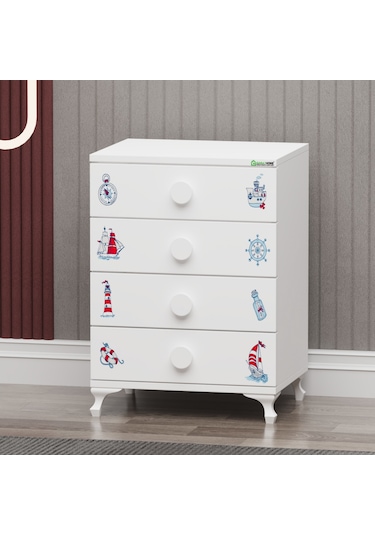 Elegant Yıldız 2 Bebek Odası Takımı Yatak Uykuseti - Denizci Beyaz